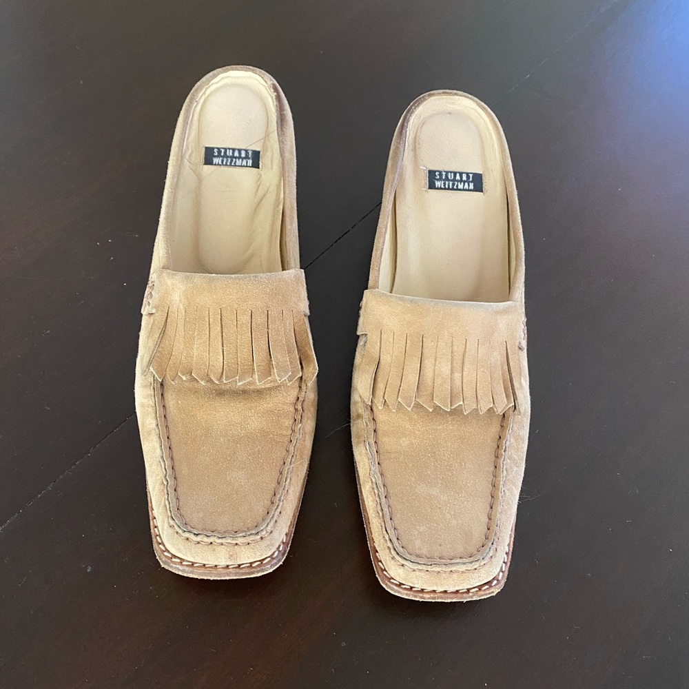 Vintage Stuart Weitzman Tan Suede Mules